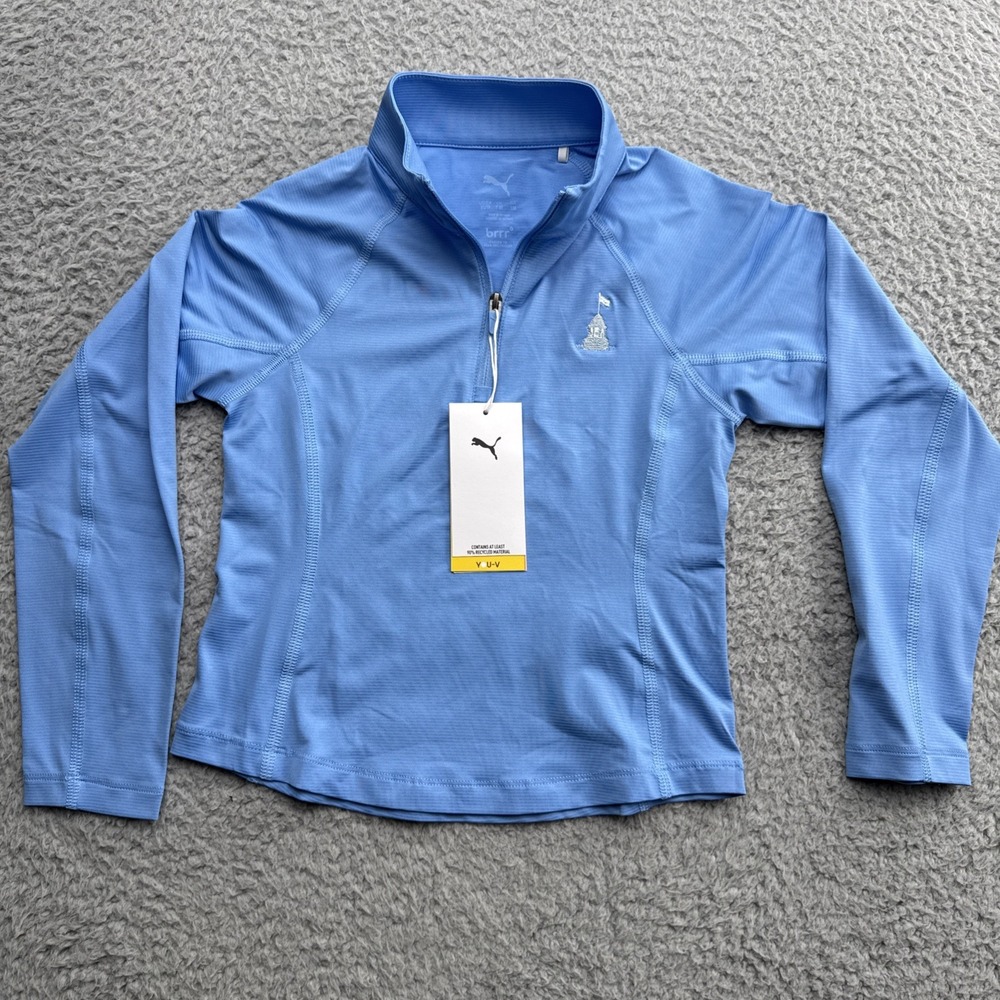 PUMA brrr Golf 1/4 Zip Pullover Girls XS 7-8 Carolina Blue UPF 50 631095 03